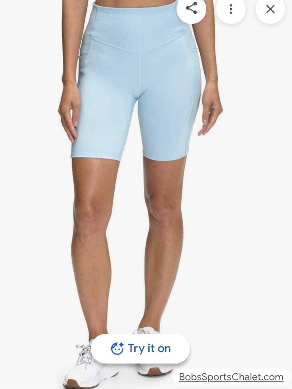 The North Face High-Waist Ribbed Biker Shorts in Light Blue  With Pockets Size M